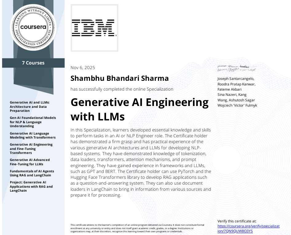 Generative AI Engineering Certificate